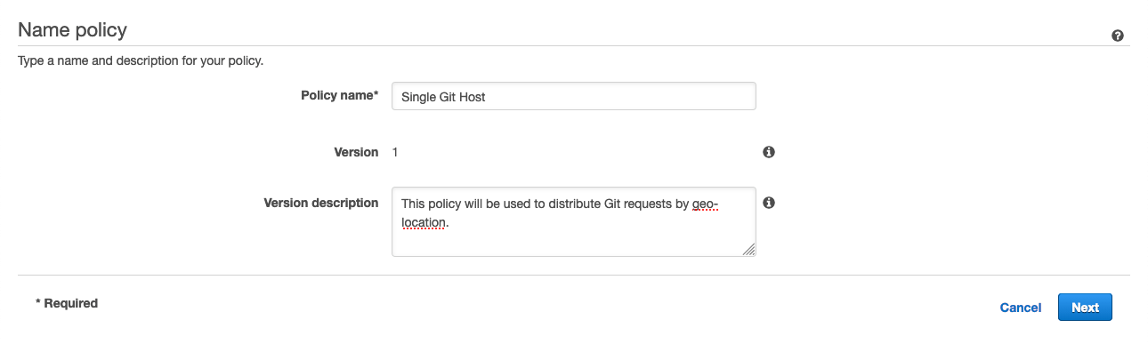 Naming the traffic policy
