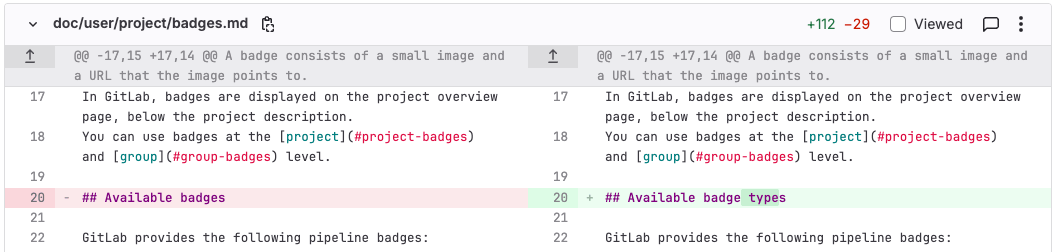 side-by-side changes